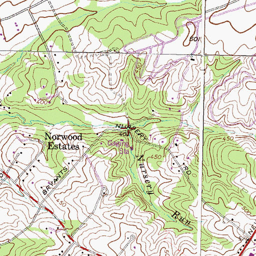 Topographic Map of Nursery Run, MD