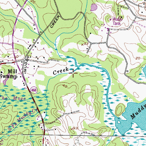 Topographic Map of Tanglefoot Run, MD
