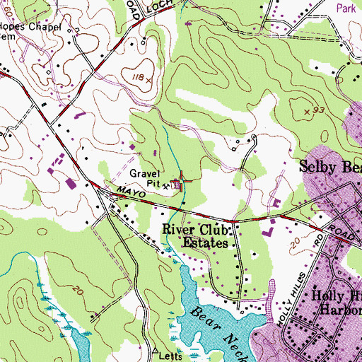 Topographic Map of Quarry Ponds, MD