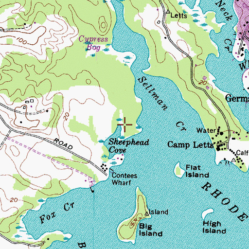 Topographic Map of Francis Creek, MD