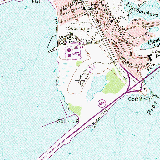 Topographic Map of Sollers Point, MD