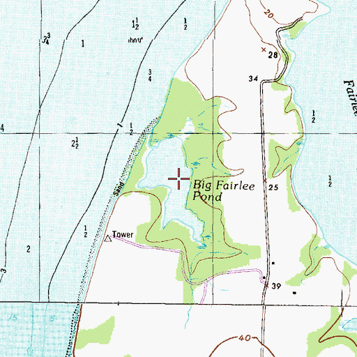 Topographic Map of Big Fairlee Pond, MD