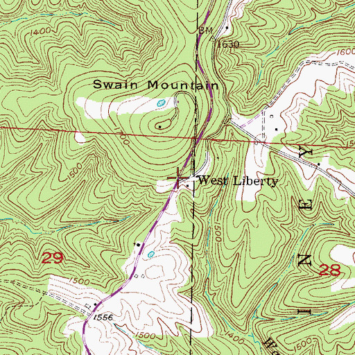 Topographic Map of West Liberty, AR