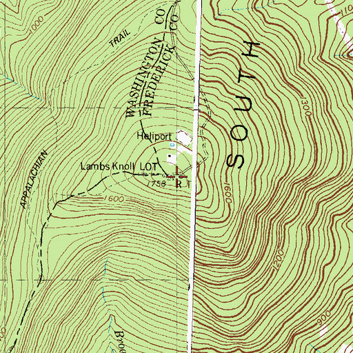 Topographic Map of Lambs Knoll, MD