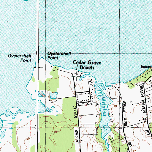 Topographic Map of Cedar Grove Beach, MD