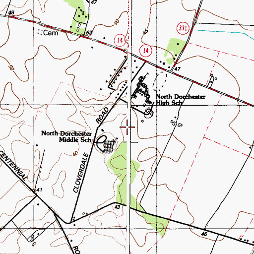 Topographic Map of North Dorchester Middle School, MD