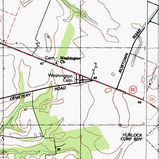 Topographic Map of Washington Cemetery, MD