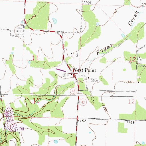 Topographic Map of West Point, AR