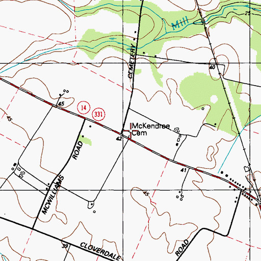 Topographic Map of McKendree Cemetery, MD