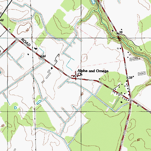 Topographic Map of Alpha and Omega Church, MD
