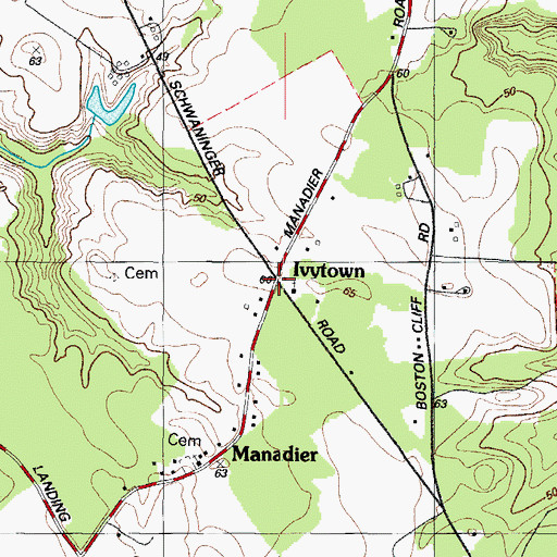 Topographic Map of Ivytown, MD