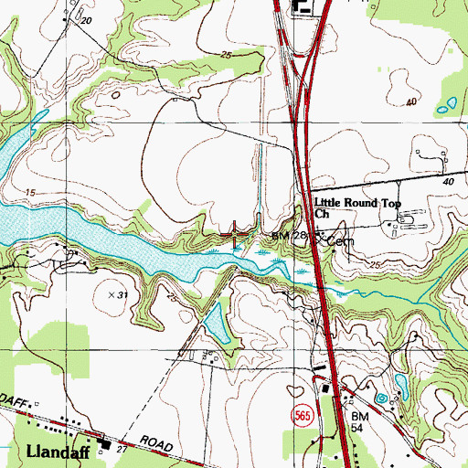 Topographic Map of Little Round Top Church, MD