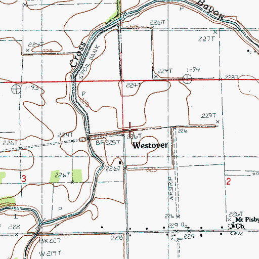 Topographic Map of Westover, AR