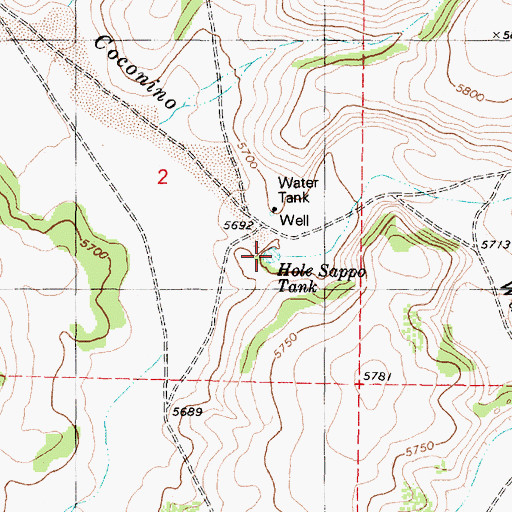 Topographic Map of Hole Sappo Tank, AZ