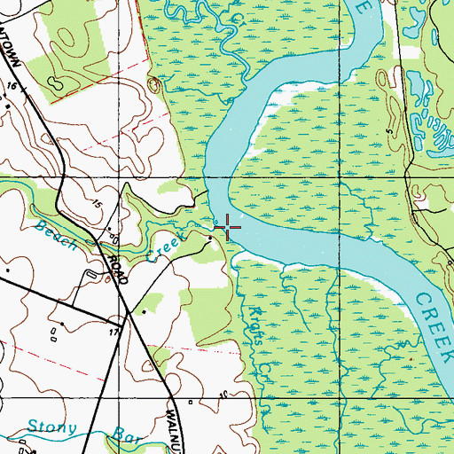 Topographic Map of Beach Creek, MD