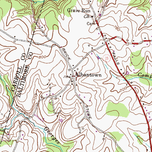 Topographic Map of Albantown, MD