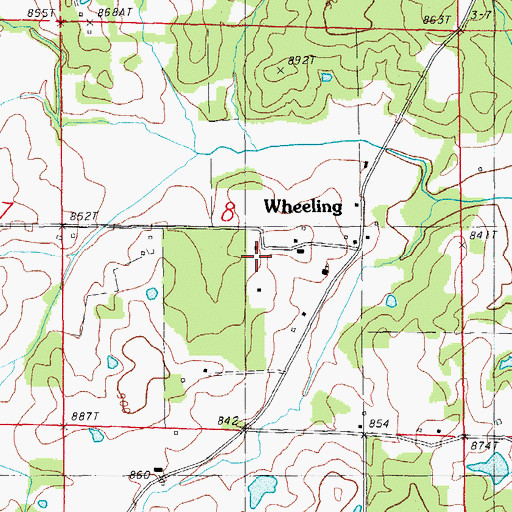 Topographic Map of Wheeling, AR