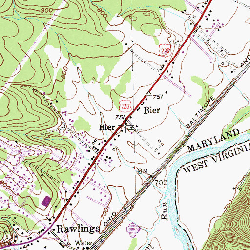 Topographic Map of Bier, MD