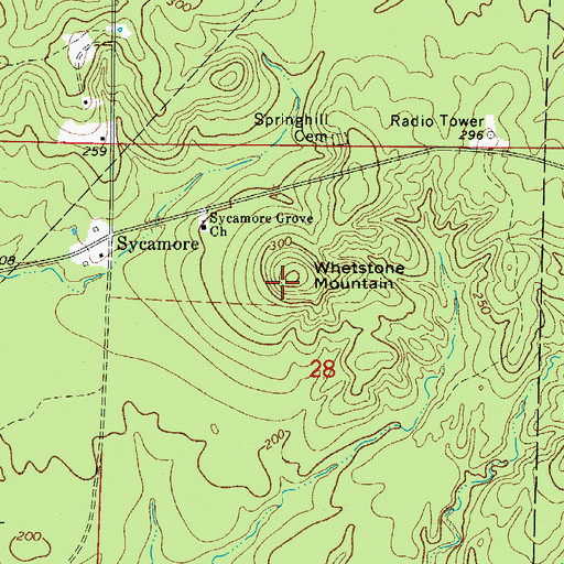 Topographic Map of Whetstone Mountain, AR