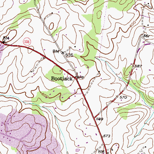 Topographic Map of Bootjack, MD