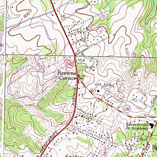 Topographic Map of Browns Corner, MD