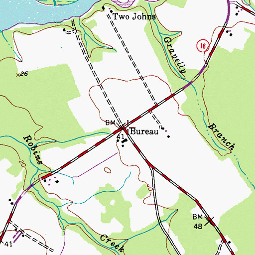 Topographic Map of Bureau, MD