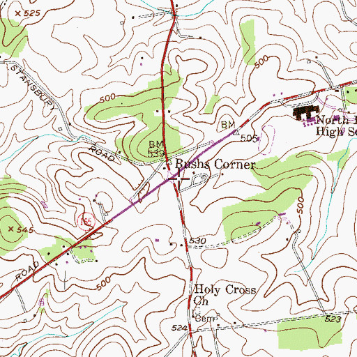 Topographic Map of Bushs Corner, MD