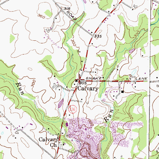 Topographic Map of Calvary, MD