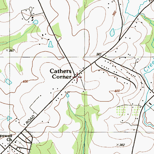 Topographic Map of Cathers Corner, MD