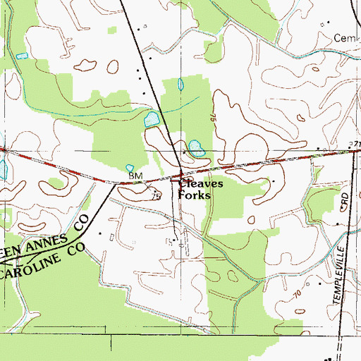 Topographic Map of Cleaves Fork, MD