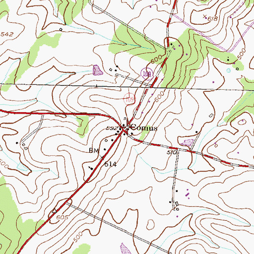 Topographic Map of Comus, MD