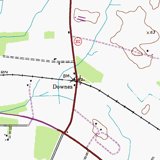 Topographic Map of Downes, MD