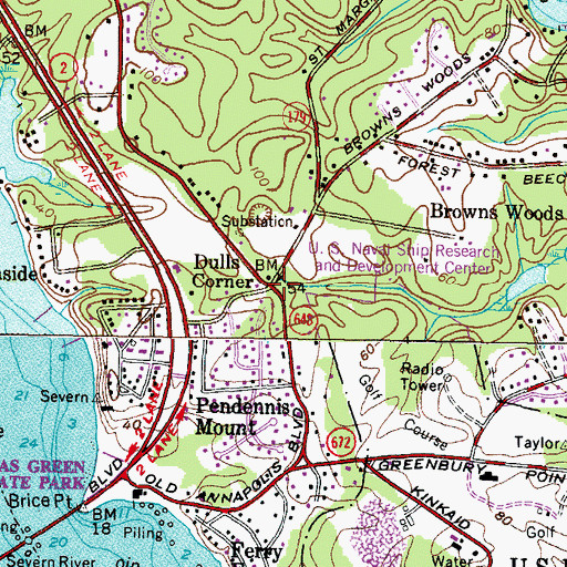 Topographic Map of Dulls Corner, MD