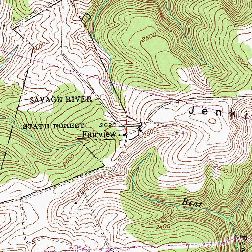 Topographic Map of Fairview, MD