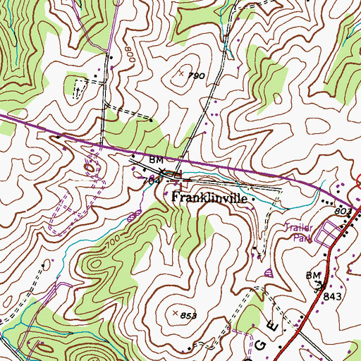 Topographic Map of Franklinville, MD