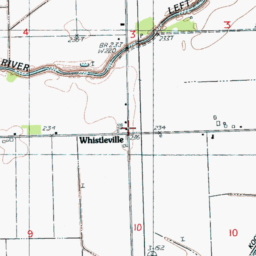 Topographic Map of Whistleville, AR