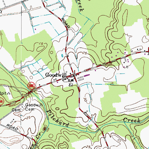 Topographic Map of Goodwill, MD
