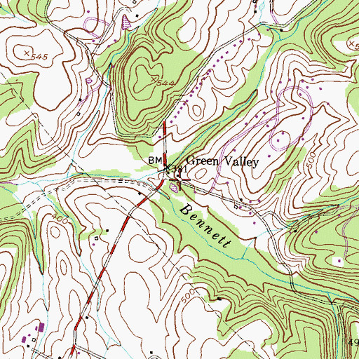 Topographic Map of Green Valley, MD