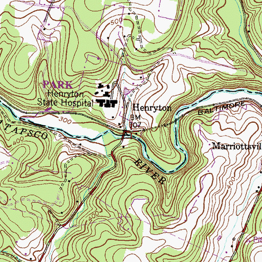 Topographic Map of Henryton, MD