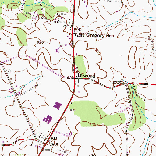 Topographic Map of Inwood, MD