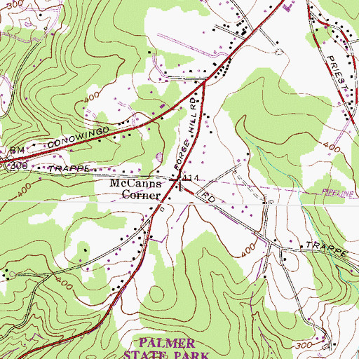 Topographic Map of McCanns Corner, MD