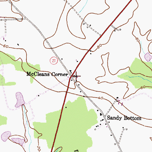 Topographic Map of McCleans Corner, MD