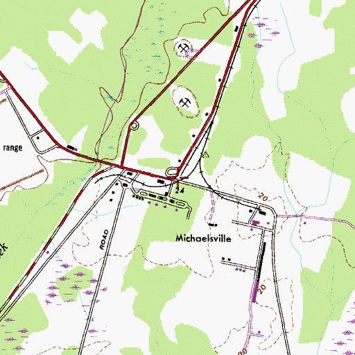 Topographic Map of Michaelsville, MD