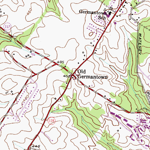 Topographic Map of Old Germantown, MD