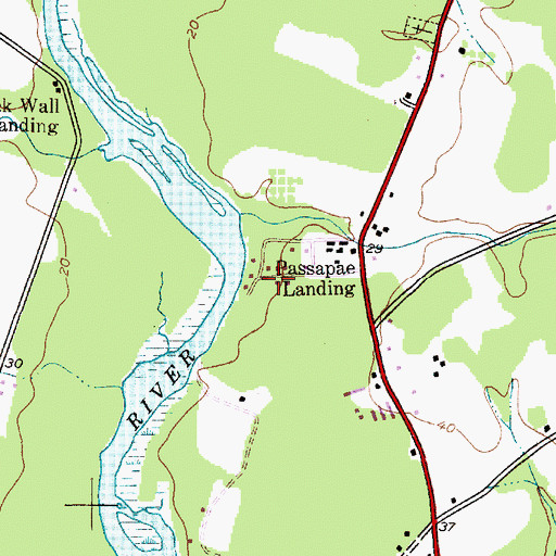 Topographic Map of Passapae Landing, MD