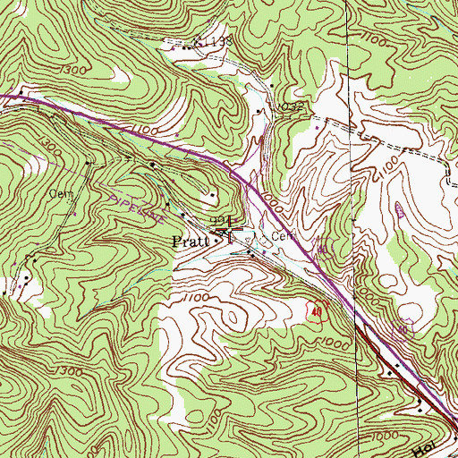 Topographic Map of Pratt, MD