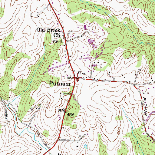 Topographic Map of Putnam, MD