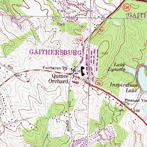 Topographic Map of Quince Orchard, MD