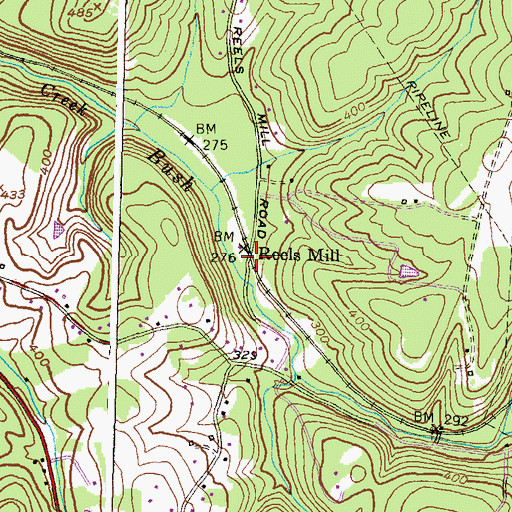 Topographic Map of Reels Mill, MD