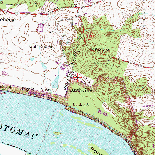 Topographic Map of Rushville, MD